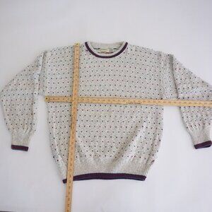 Vintage '90s St John's Bay Gray Maroon 3D Biggie Cosby Knit Crewneck Sweater L